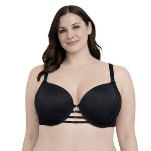 Cacique Lane Bryant Bra 38DDD Boost Balconette Underwire Black Lace